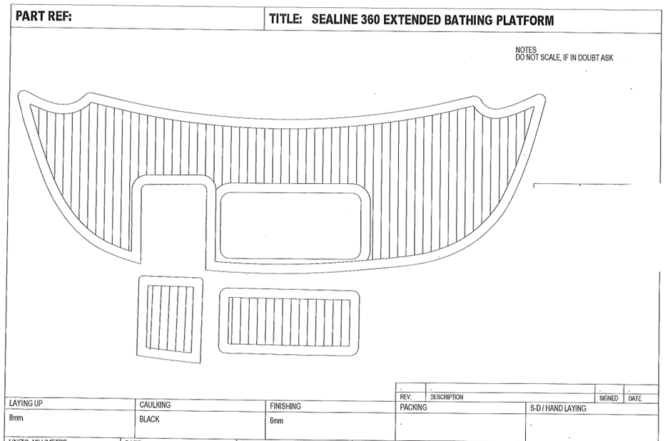 Sealine F36 (360 Statesman) Teak for Extended Bathing Platform