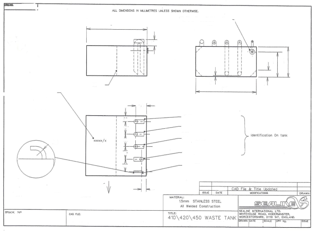 Sealine F43 & F44 (410 & 420 Statesman) Toilet Waste Tank