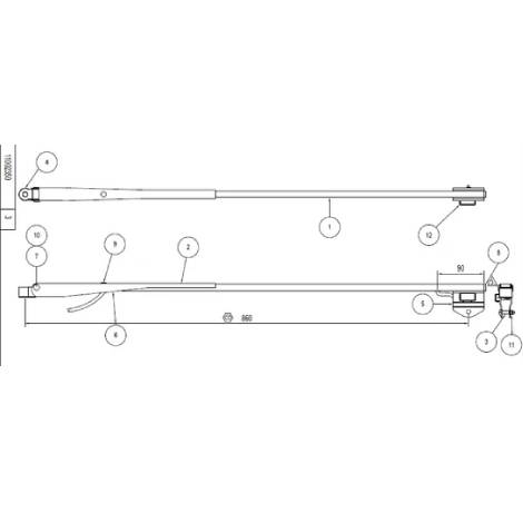 Sealine SC35 Pendulum 34" Wiper Arm with Jet Spray Head