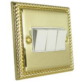 3 Gang Brass Switch (Rope Edged)