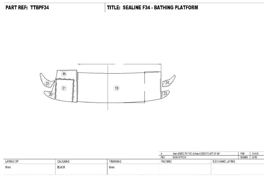 Sealine F34 Bathing Platform Teak Set