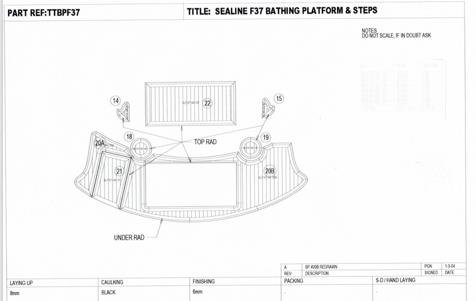 Sealine F37 Bathing Platform & Steps Teak Set