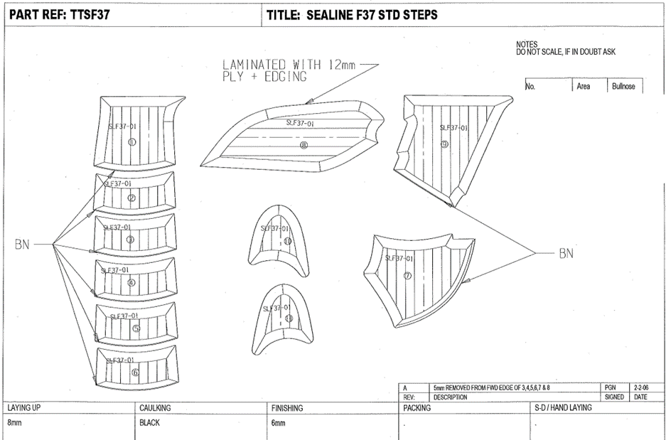 Sealine F37 Standard Steps Teak Set