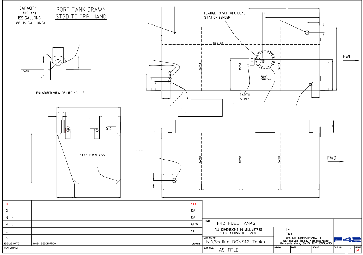 Sealine F42 Fuel Tanks S/Steel (Options)