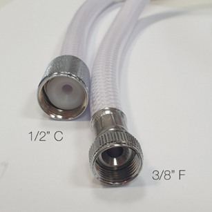 White Plastic Reinforced Shower Hose 1/2" BSPF to 3/8" BSPF