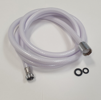 White Plastic Reinforced Shower Hose 1/2" BSPF to 3/8" BSPF
