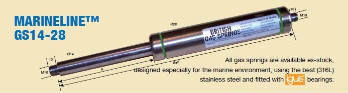 1100N Gas Strut T60 G14-28-300-860VG40/40