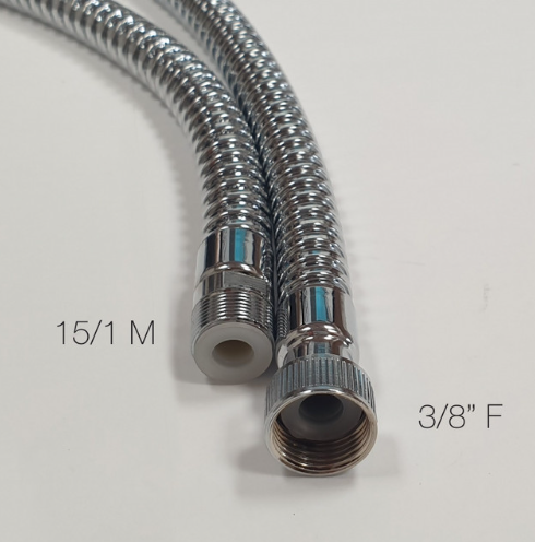 Chromed Brass Shower Hose 3/8" BSPF to 15mm M