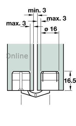 16mm Concealed Sprung Brass Hinge