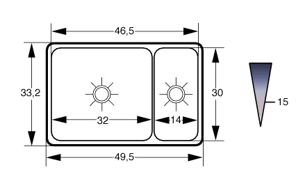 DOUBLE INSET SINK 70/30 POLISHED S/S FLAT FLANGE