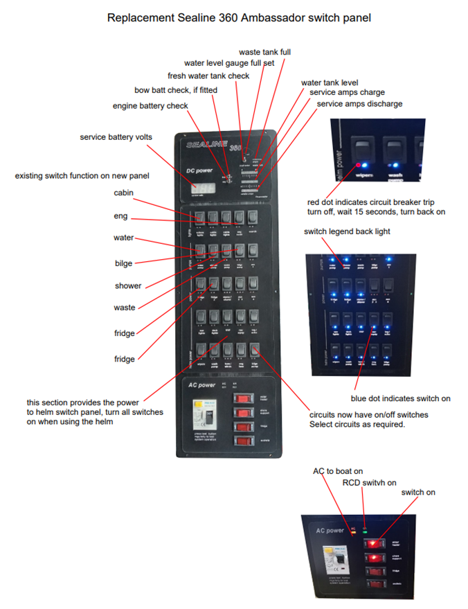 Sealine 310/360 Ambassador 12V/240V Cabin Panel