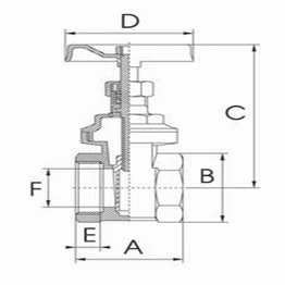 12MM GATE VALVE BRASS WATER