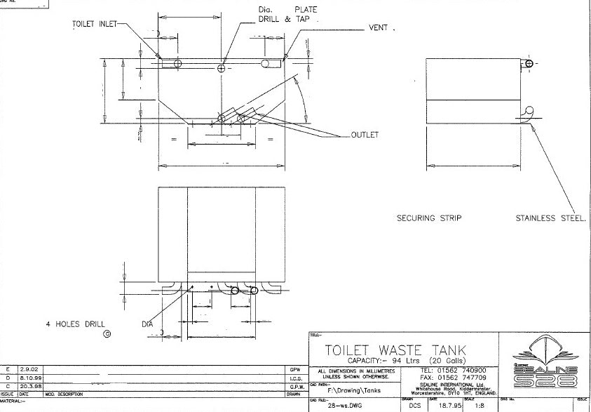 SEALINE TOILET WASTE TANK S28