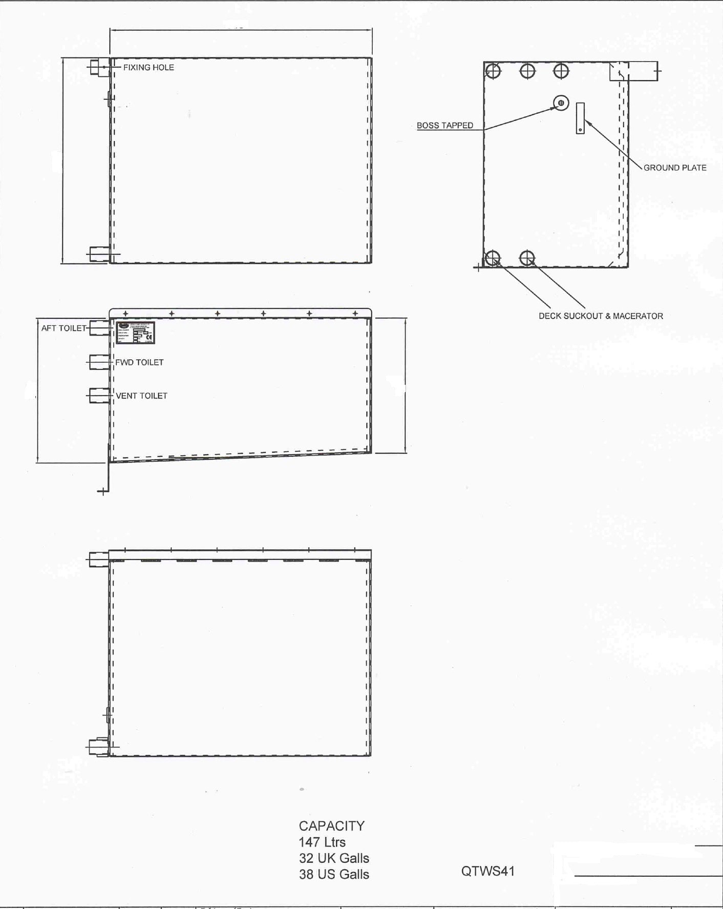 SEALINE S41/S42/S43 TOILET WASTE TANK