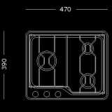 3 BURNER HOB STAINLESS STEEL
