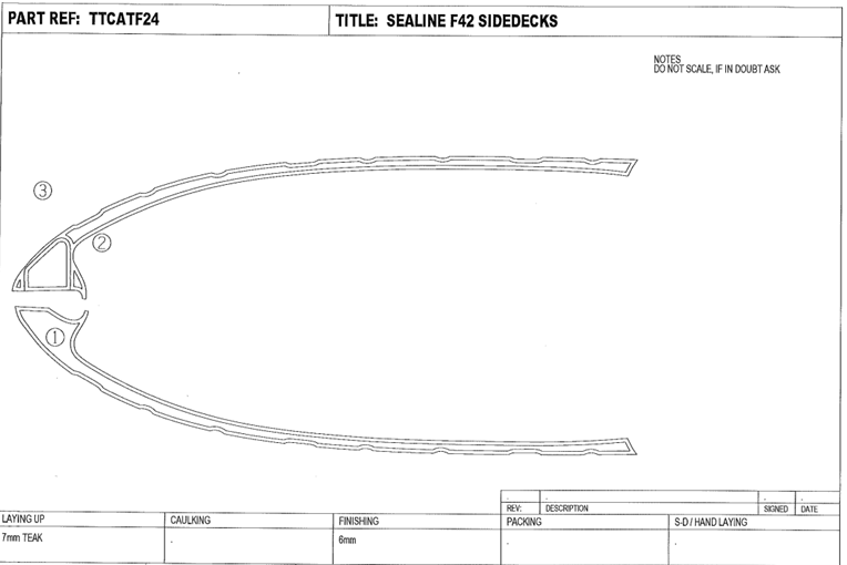 Sealine F42 Sidedeck Teak Set
