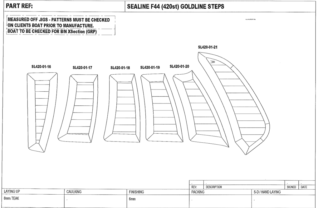 Sealine F44 (420 Statesman) Flybridge Steps Teak Set