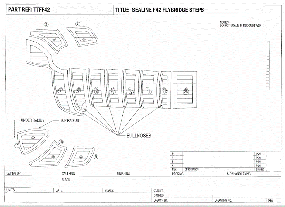 Sealine F42 Flybridge Steps Teak Set