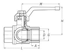 BALL VALVE `T' PORT 3/4" BSP