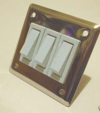 Triple Brass Light Switch 66mm x 64mm