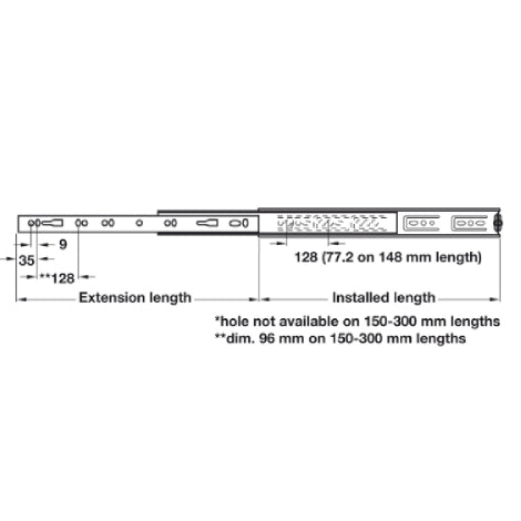 Ball Bearing Drawer Runners 550mm