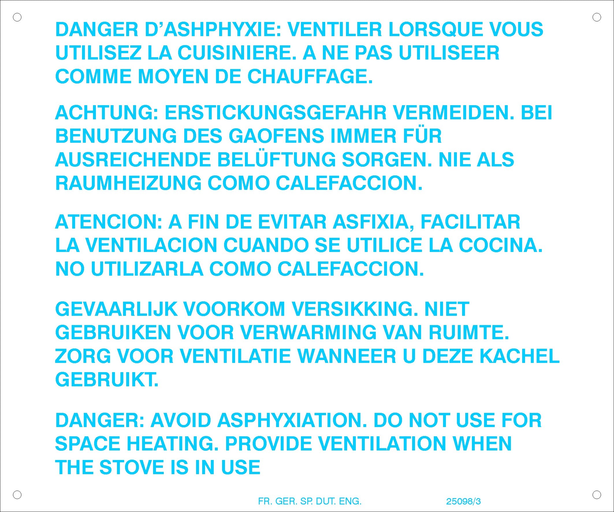 AVOID AYSPHXYATION PLT 2 ALUMINIUM LABEL