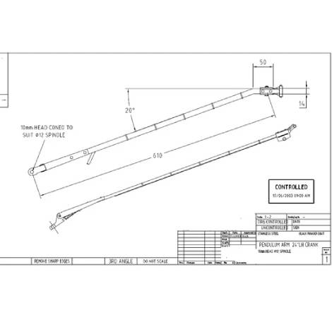 20 Degree Left/Right Hand Crank 24" Wiper Arm + TJ for Sealine F42/5