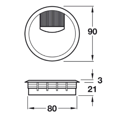 Cable Outlet Stainless Effect 80mm