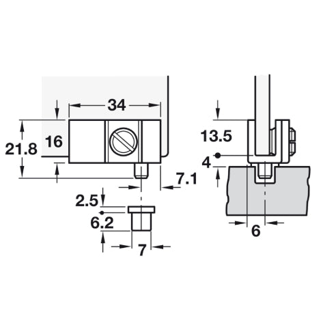 Glass Door Hinge 90° Pivot Black Pair (Replacement Solution)