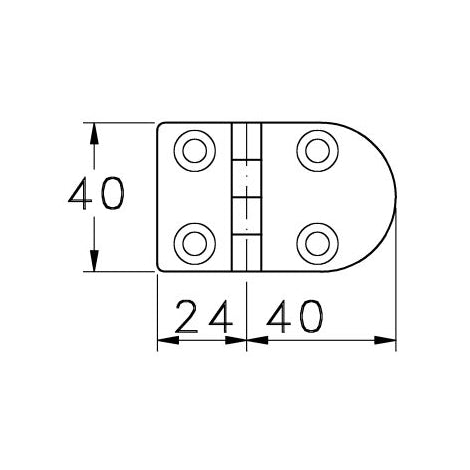 Sealine T50 Stainless Steel Hinge Under Pin, Stud 40mm x 64mm