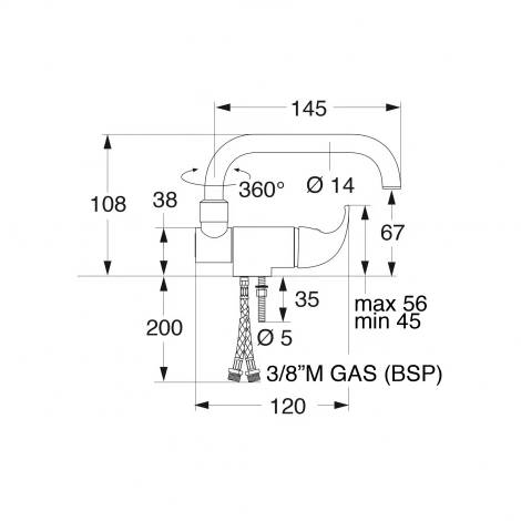 Chromed One Handle 360° Swivel Fold Down Mixer Tap