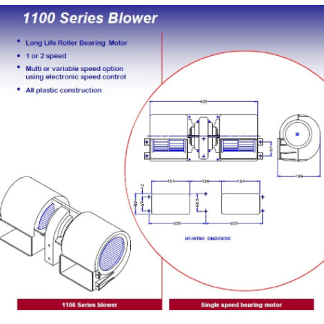 Clayton Blower 1100 24v 1 Speed (Replacement Solution)