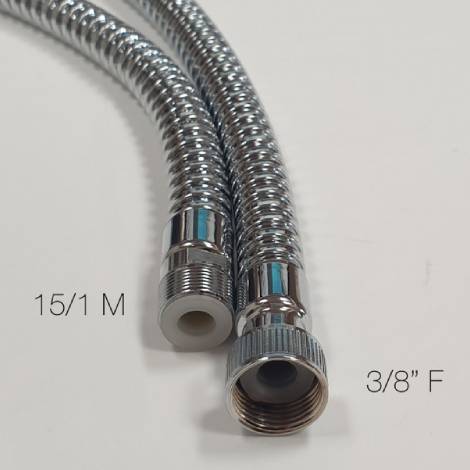 Chromed Brass Shower Hose 3/8" BSPF to 15mm M