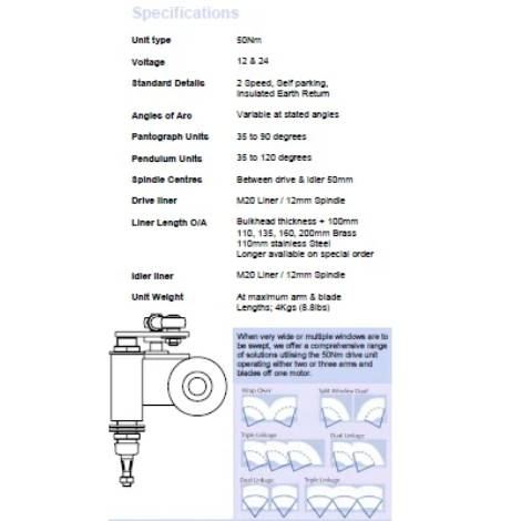 Sealine SC35 Wiper Motor 12V 90 Degree