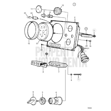 Volvo Penta 4 Cylinder Flybridge Instrument Panel