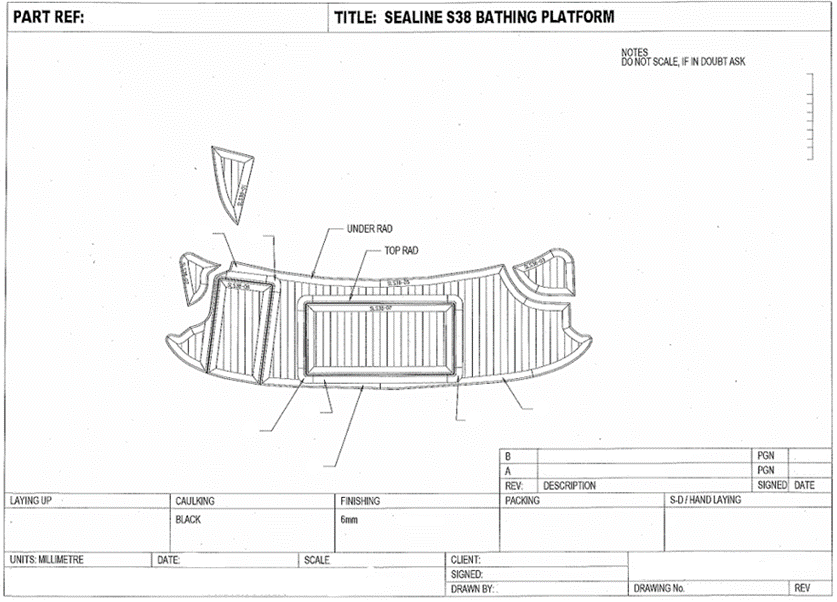 Sealine S38 Teak Bathing Platform Set