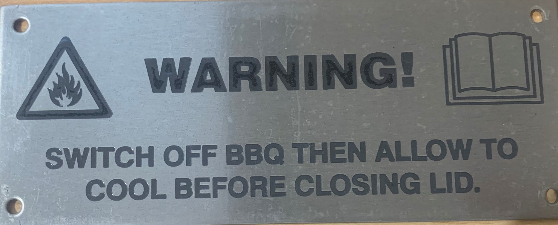 BBQ Warning Plate Stainless Steel Label