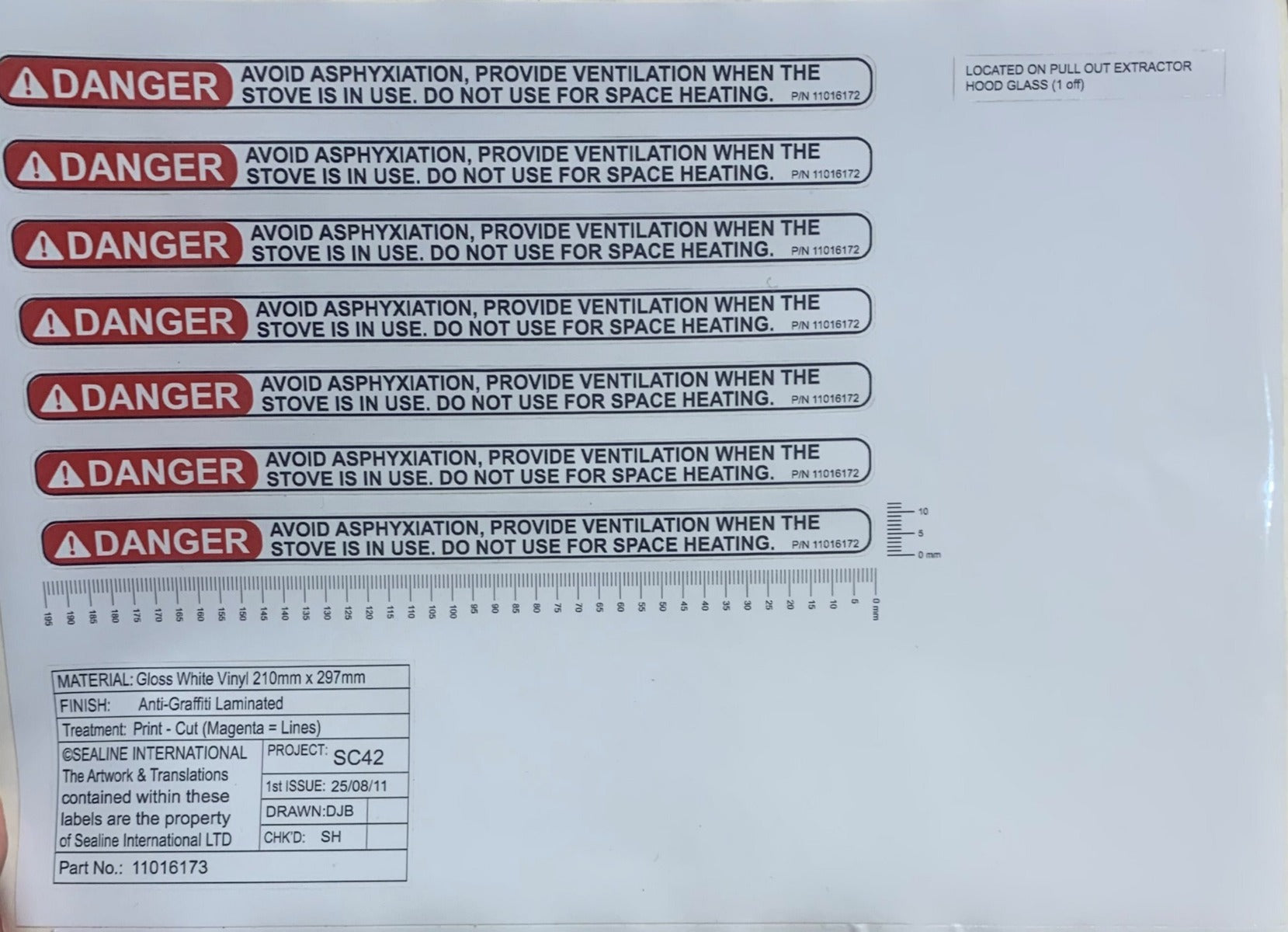 Danger Asphyxiation Sticker Sheet (7) for SC42