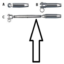 Parafil Guard Rail Turnbuckle 7mm Stainless Steel