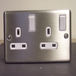 RPP S/Steel 240v 2 Gang Switched Socket
