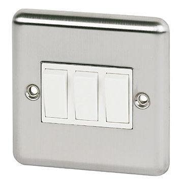 RPP S/Steel 3 Gang Light Switch