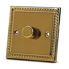 1 Gang Brass Dimmer Switch (Rope Edged)