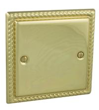 1 Gang Brass Blank Plate (Rope Edged)