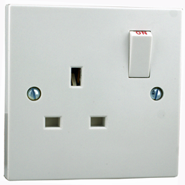 13A White Plastic Switched Socket