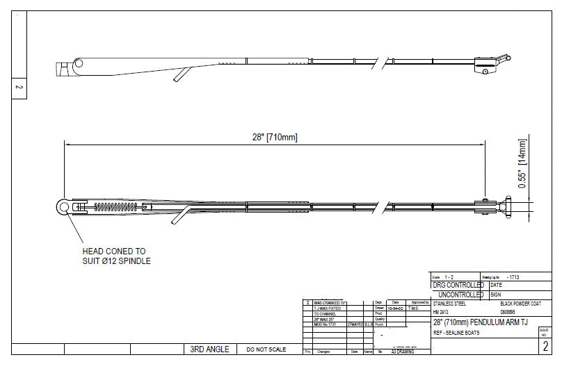 Sealine C39 Pendulum 28" Wiper Arm