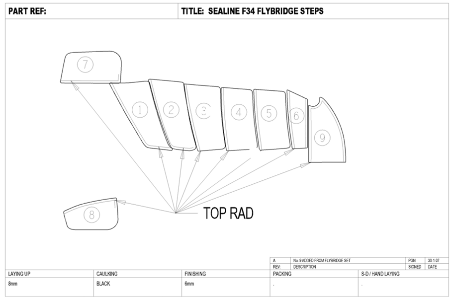 Sealine F34 Flybridge Steps Teak Set