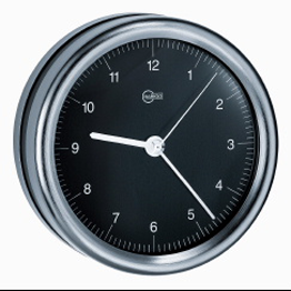 CLOCK 100MM DIAMETER BLACK DIAL