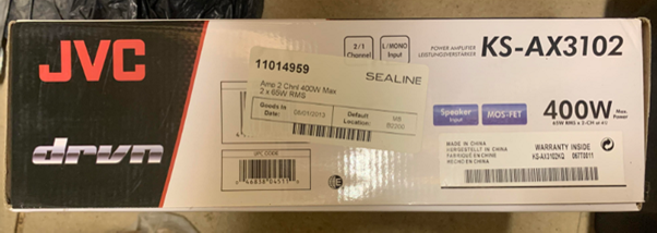 JVC KS-AX3102 Power Amplifier (Sealine Part Number 11014959)