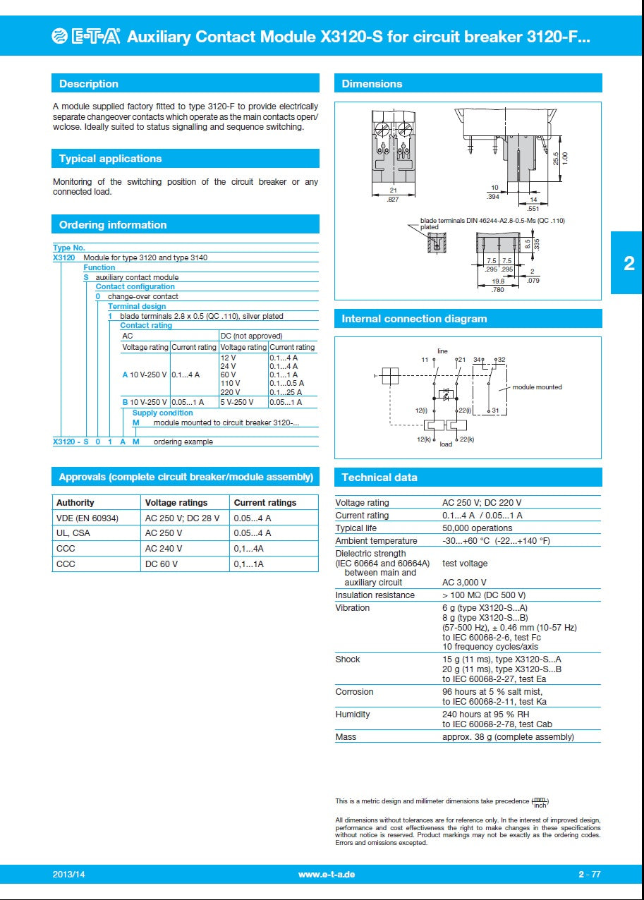 20AMP BREAKER 3120-F511-P7T1-W01DT-20A
