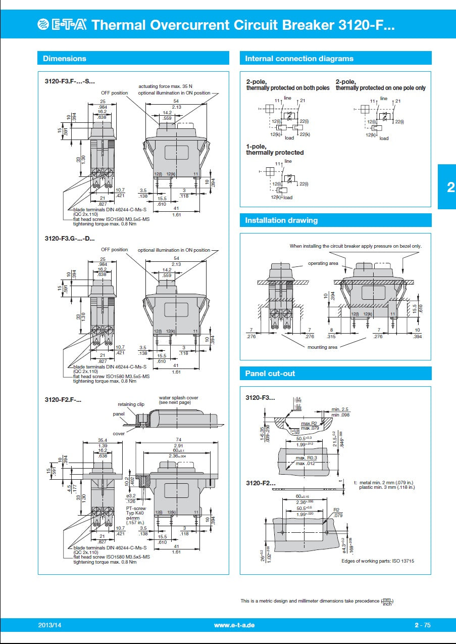 20AMP BREAKER 3120-F511-P7T1-W01DT-20A